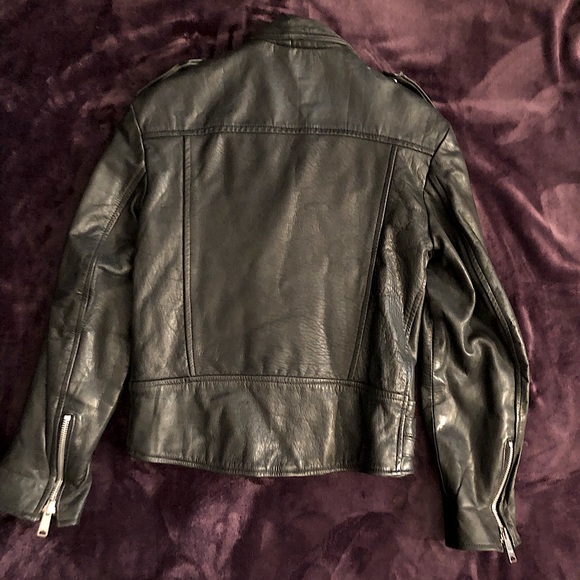 Leather Motorcycle Jacket Vintage Black Unisex - Picture 6 of 7